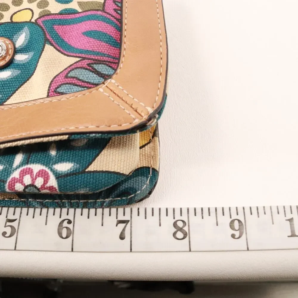 Rosetti Crossbody Handbag Women Multicolor Teal Brown Floral Lined Purse Bag